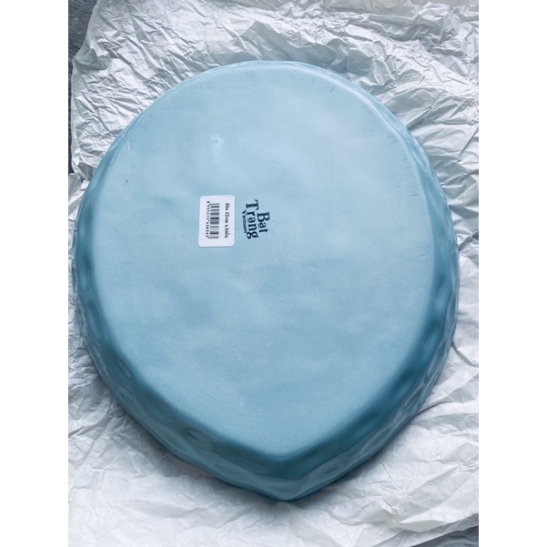 Đĩa gốm sứ bát tràng màu méo thủ công 32cm đĩa đựng hoa quả trang trí đồ ăn đáng yêu