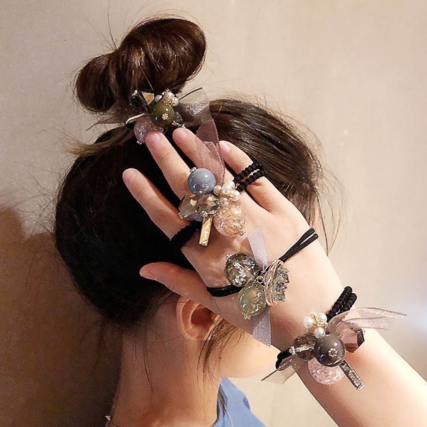 Dây buộc tóc nữ pha lê cao cấp sang trọng - Set 5 dây cột tóc dễ thương, bền đẹp - NASI Store