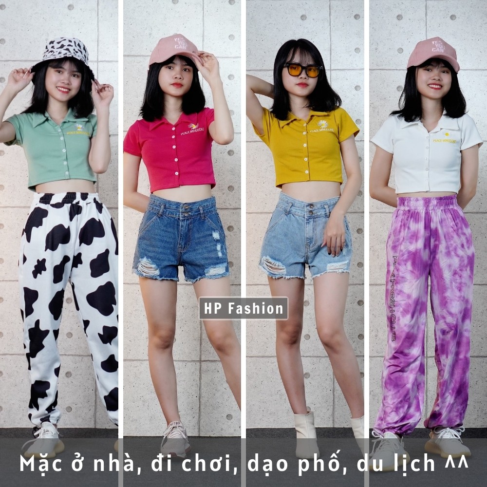 Áo croptop cổ bẻ ❤️ Áo thun nữ polo thêu hoa cúc xinh xắn Chất thun borip co dãn - CT06