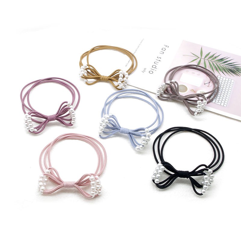 Chun buộc tóc đôi xin xắn siêu dai siêu bền co giãn tốt, Dây buộc tóc xinh xắn đính ngọc trai nhân tạo BB21