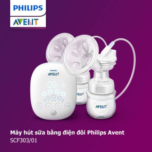 (NHẬP KHẨU CHÍNH HÃNG)Máy hút sữa điện đôi Philip Avent Hoa tuyết SCF 303/01⁹