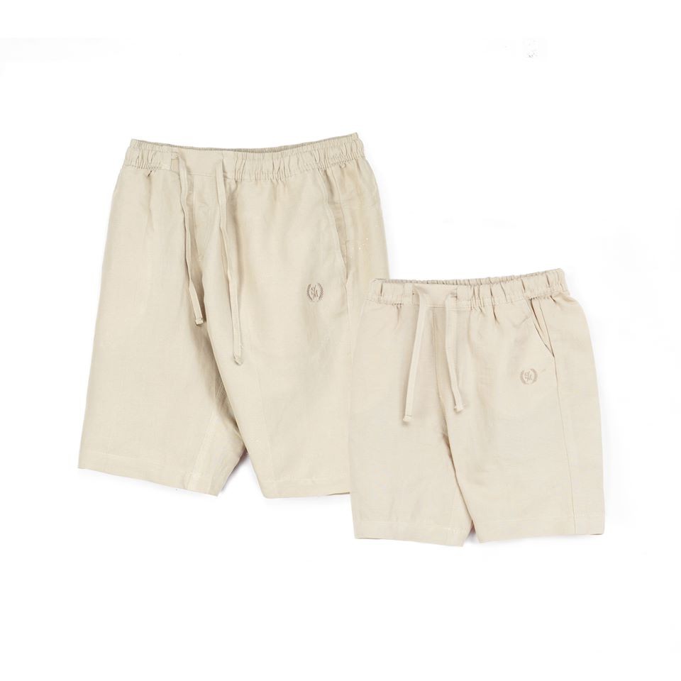 QUẦN SHORT BÉ TRAI THÊU LOGO VẢI LINEN