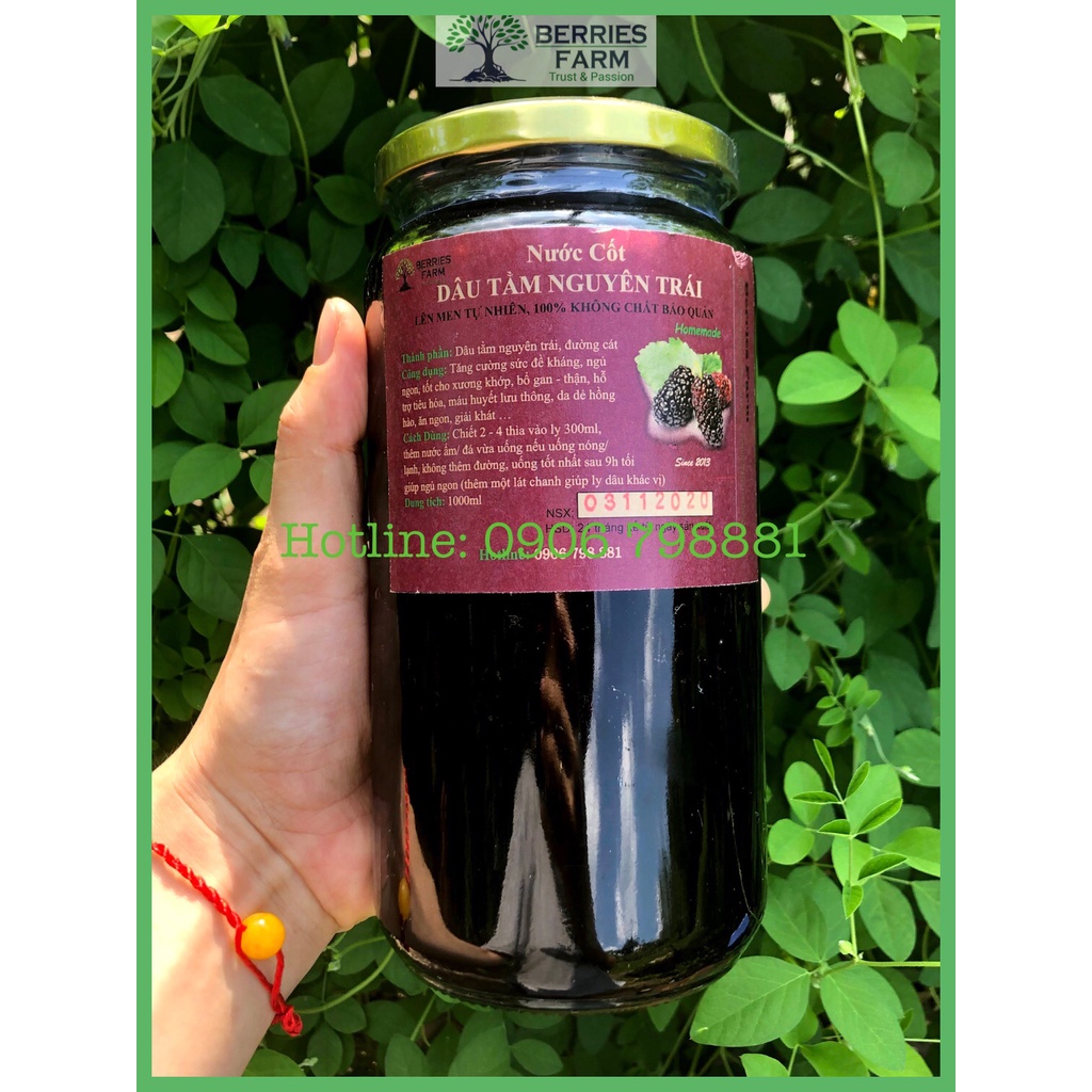 Nước cốt Dâu tằm ngâm đường vàng NGUYÊN TRÁI hủ 1Lít thuỷ tinh, 100% lên men tự nhiên, nguyên chất, không chất bảo quản