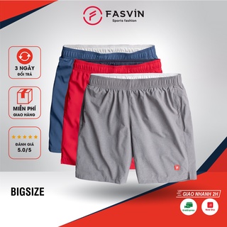 Quần đùi nam BIG SIZE FASVIN vải dù gió co giãn mềm mát túi có khóa cho người từ 80-120 kg D20206.SG