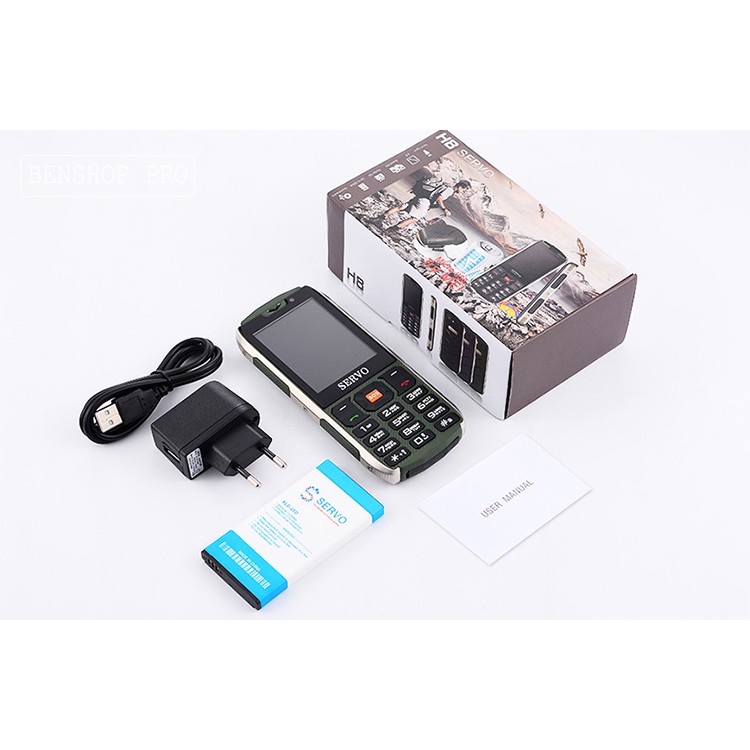 Điện thoại kiểu dáng quân đội 4 sim 4 sóng Servo H8 (đen) | BigBuy360 - bigbuy360.vn
