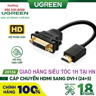 Cáp chuyển đổi hdmi dương sang dvi âm ugreen 20136 - hàng chính hãng