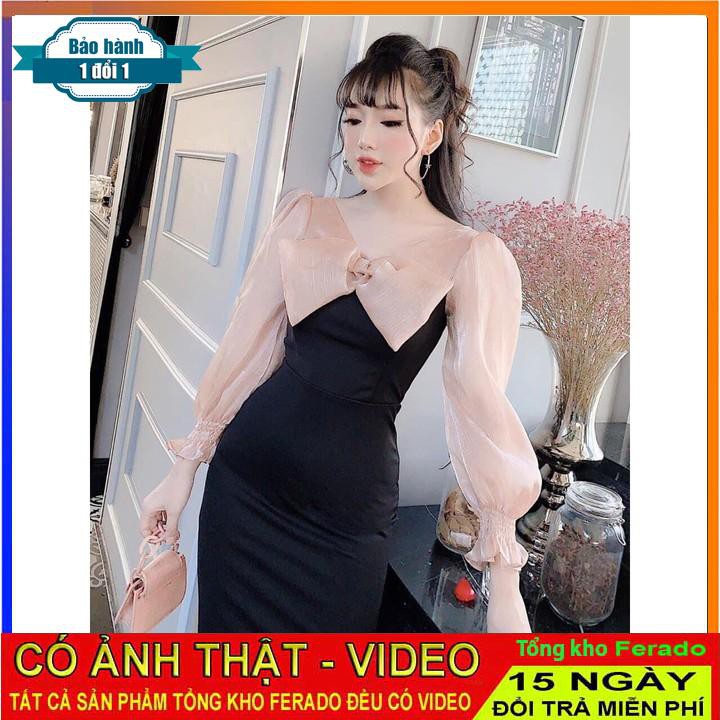 [ xả kho ] MiD Đầm đen dáng ôm dạ hội tay dài V1217 Mie Design kèm ảnh thật
