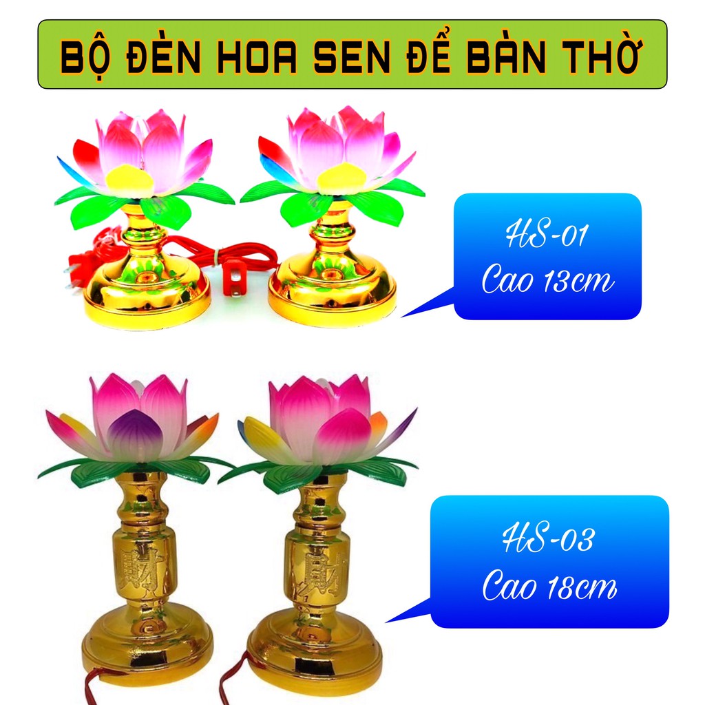 BỘ ĐÈN HOA SEN ĐỂ BÀN THỜ ( 2 SIZE)