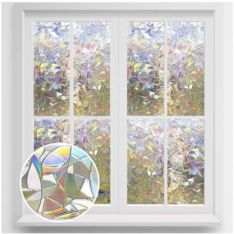 Miếng Dán Cửa Sổ Kính Họa Tiết Cầu Vồng 3D Nhiều Màu Sắc Bảo Vệ Sự Riêng Tư Tiện Dụng