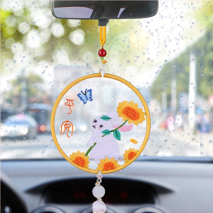 Thêu Handmade/Phụ Kiện/Sản phẩm mới  Phụ kiện thêu tay Túi vải tự thêu tay  Móc treo oto Thêu vải trong suốt