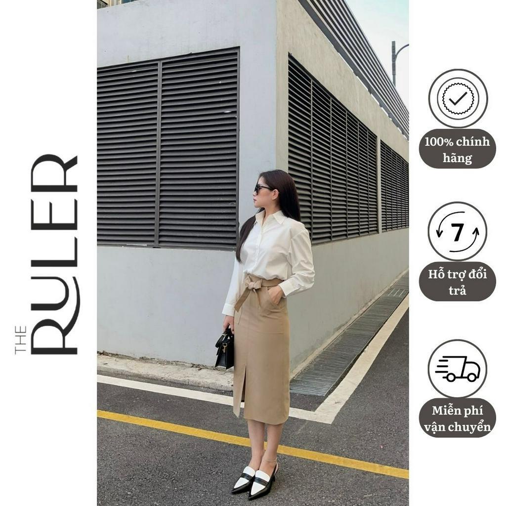 Chân váy dài xẻ giữa chất liệu đũi 2 lớp THE RULER