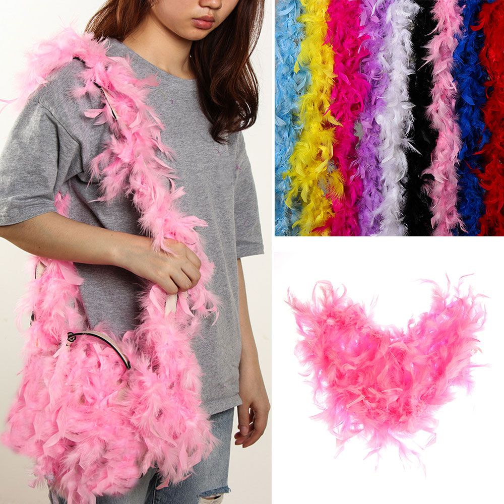 BEAUTY 2M Party Feathers Fancy Dress Apparel Fabric Feather Boa Strip Fluffy Party Decoration Costume DIY Craft Wedding Supplies Cosplay Grament Accessaries/Multicolor