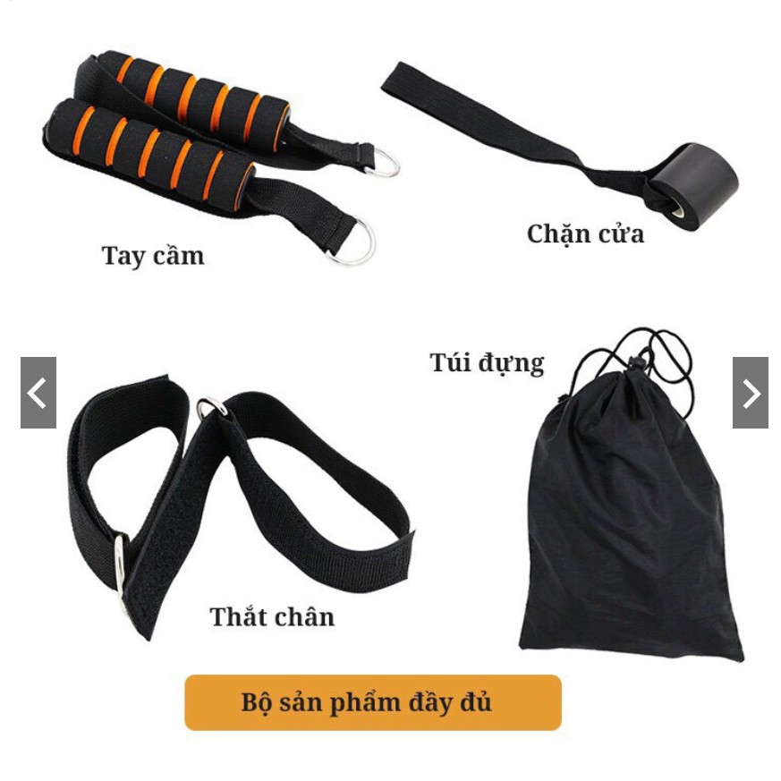 Bộ 5 Dây Kéo Ngũ Sắc  FREESHIP  Kháng Lực Đàn Hồi Tập Gym 11 món - Tập Thể Hình Full Body Tại Nhà