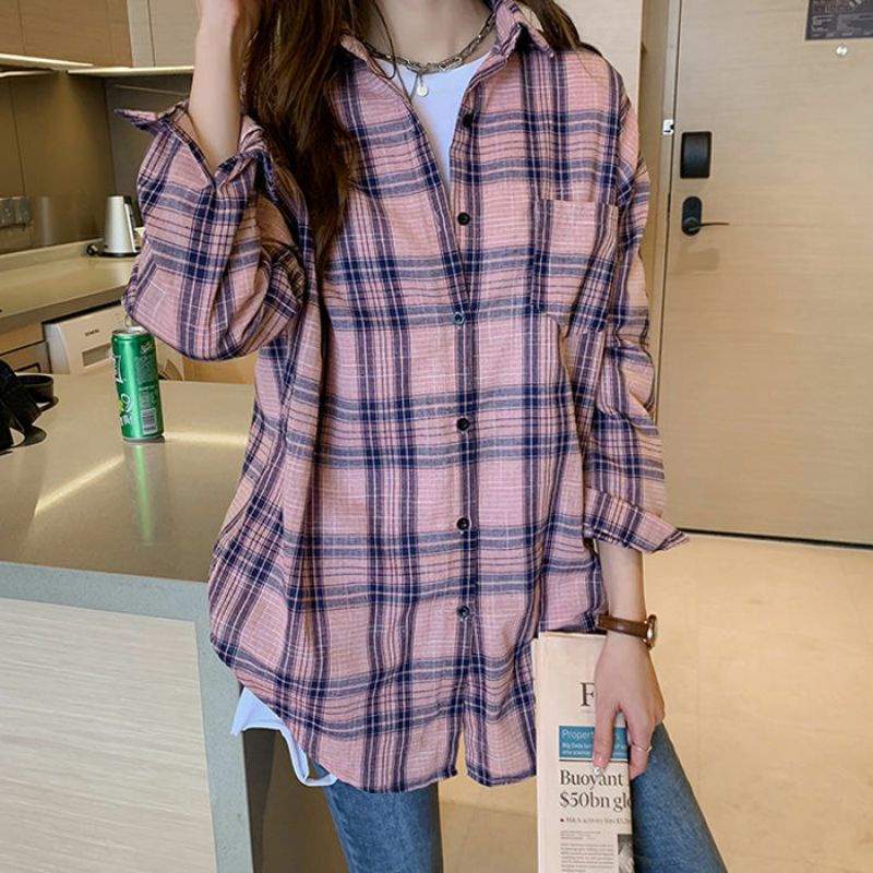 Áo Khoác Sơ Mi Nữ Tay Dài Form Rộng Unisex Ulzzang