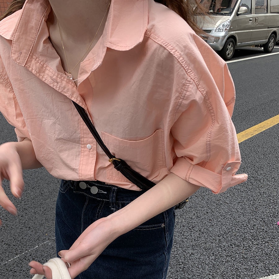 Áo Thun POLO Tay Ngắn Cổ POLO Màu Trơn Phong Cách Nhật Bản Thời Trang Mùa Hè Dành Cho Nữ