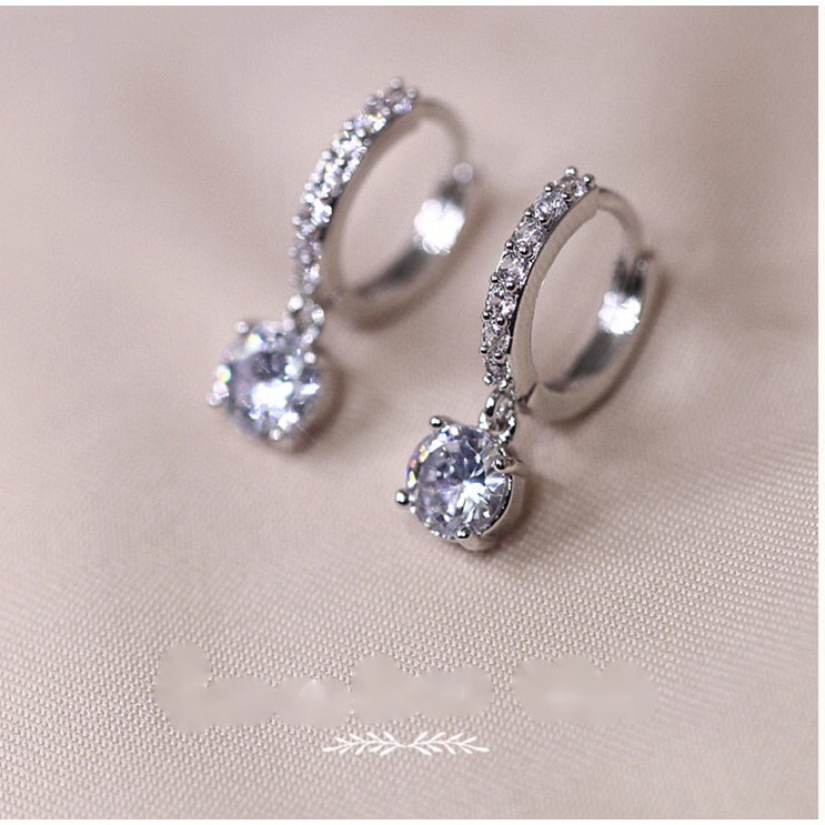 Khuyên tai Swarovski bạc ý 925 mạ vàng trắng 18k DCECO2 CECY