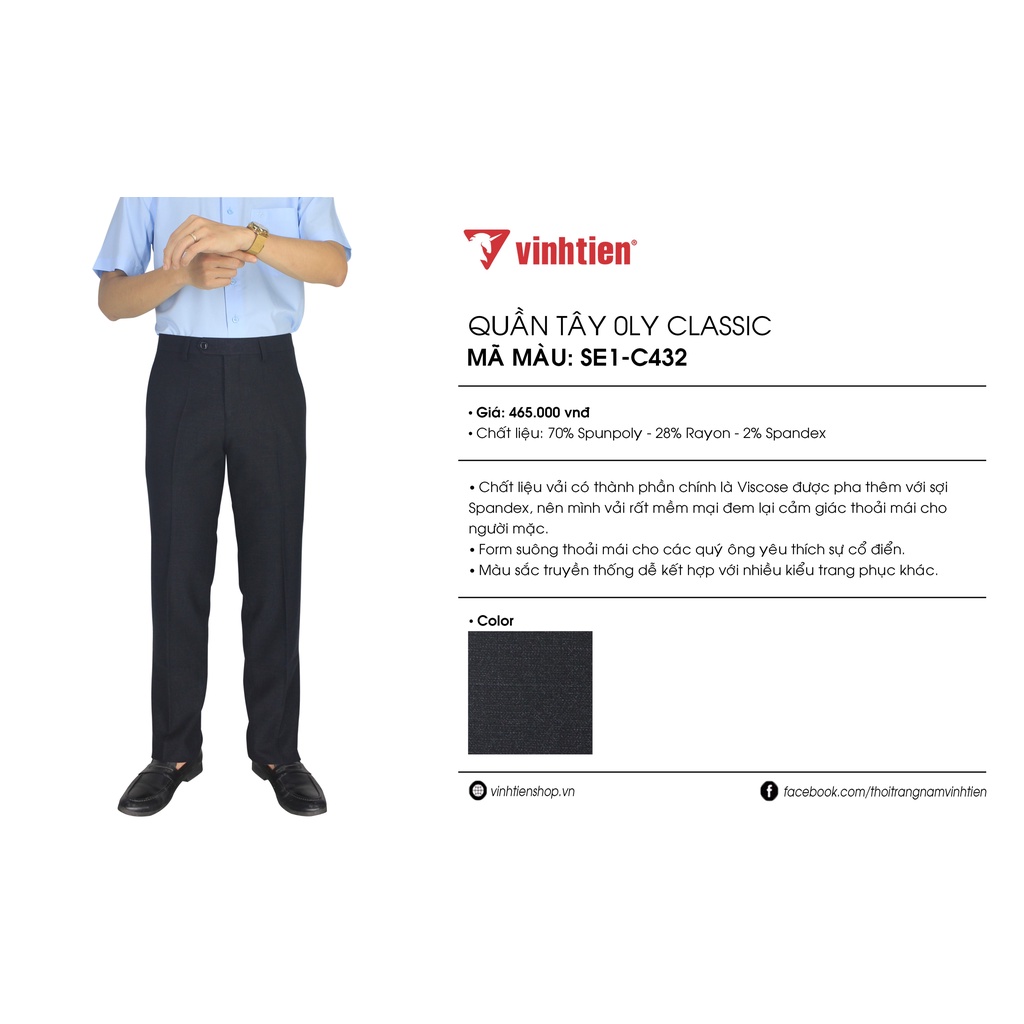 Quần Tây Nam Công Sở 0ly Classic Vĩnh Tiến 465 - Nhiều Màu