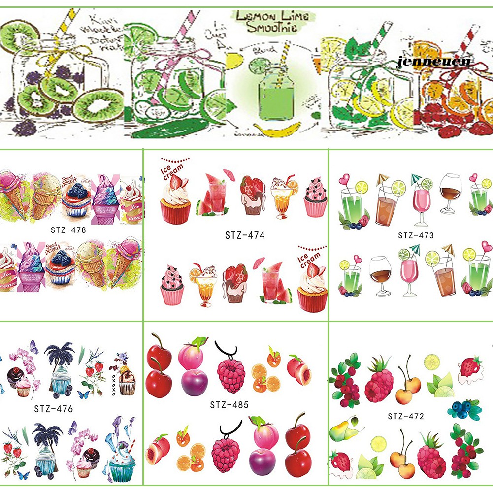 [Hàng mới về] Set 18 Tấm Hình Dán Trái Cây Trang Trí Móng Tay Nghệ Thuật