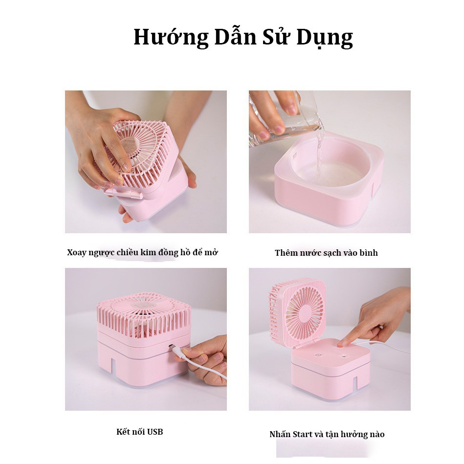 Quạt Mini Phun Sương Để Bàn Gấp Gọn Magic Cube 3 Chế Độ Mát, Kiêm Đèn Ngủ Siêu Tiện Dụng, Tự Động Tạo Ẩm Trong 3H | BigBuy360 - bigbuy360.vn