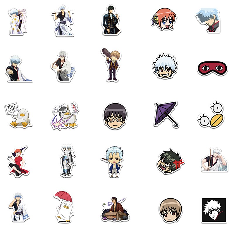 Set 50 Miếng Dán Trang Trí Hình Hoạt Hình Gintama