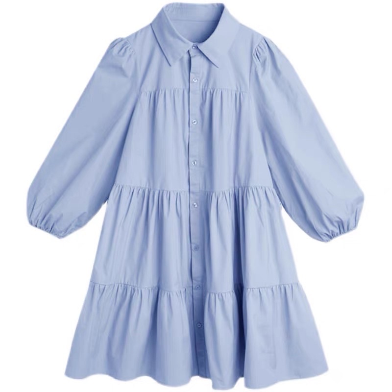 ĐẦM POLO- váy sơ mi babydoll màu xanh