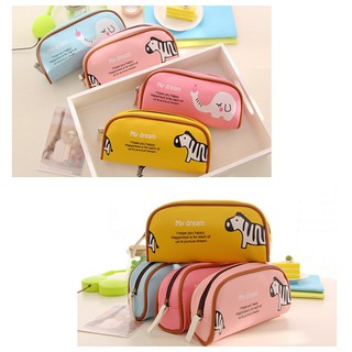 HCM - Hộp bút kiểu Hàn họa tiết Voi Hươu Mèo Thỏ vải chống thấm dễ làm sạch