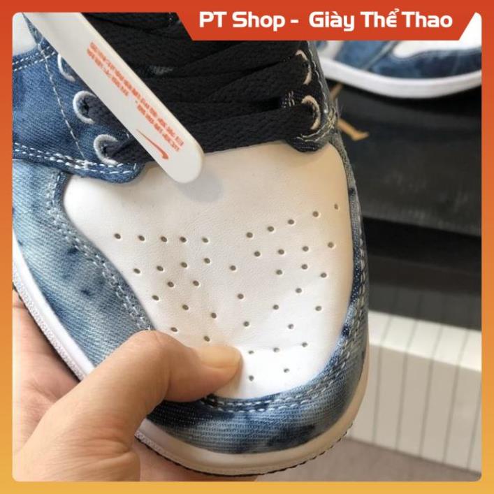 [Hàng Tốt - FreeShip] Giày Jordan 1 Low Washed Denim Vải Bò Loang Fullbox, Giầy JD Sneaker nam nữ xịn sò hót