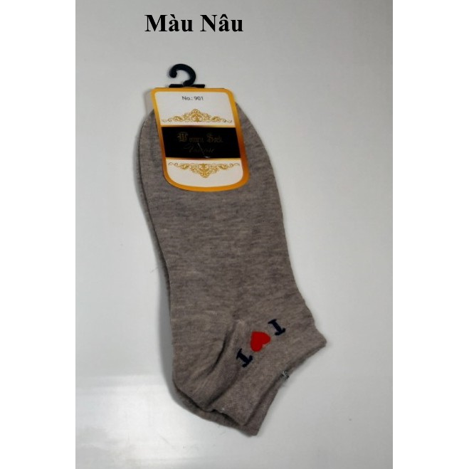 TẤT VỚ NỮ CỔ NGẮN In chữ T love T trên cổ vớ Chất liệu thun cotton Êm mát Nhãn hiệu Women Sock Sản xuât tại Việt Nam