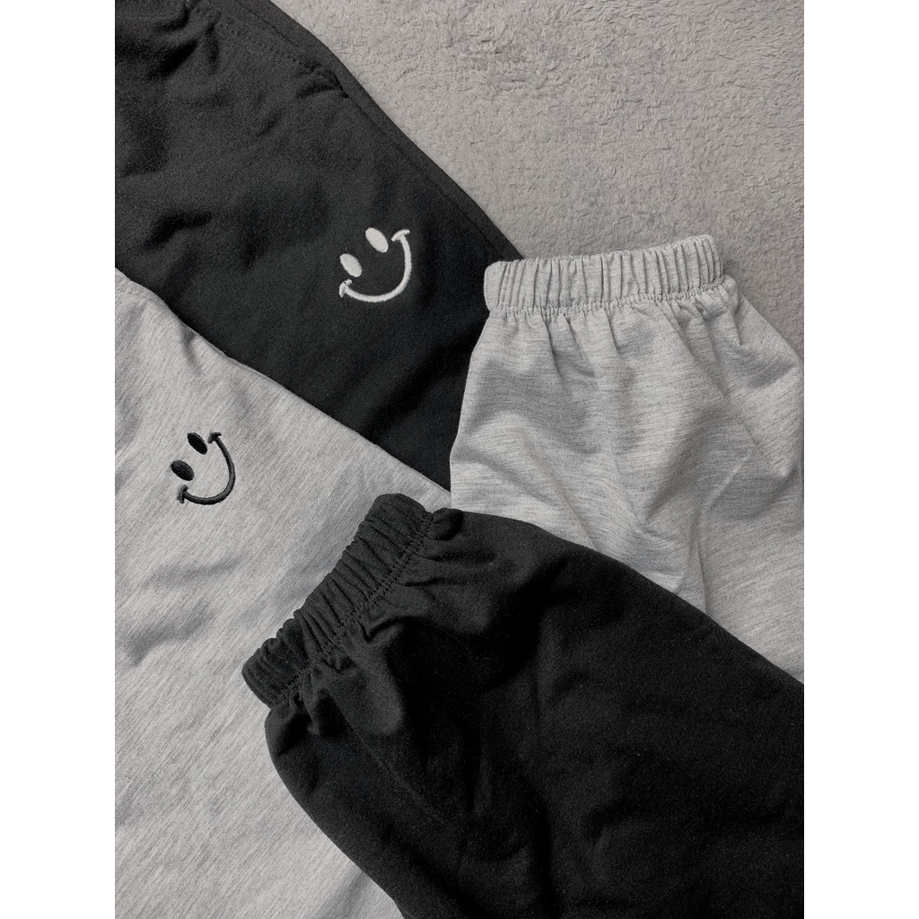 QUẦN JOGGERS NỈ THÊU MẶT CƯỜI FORM RỘNG UNISEX NAM NỮ