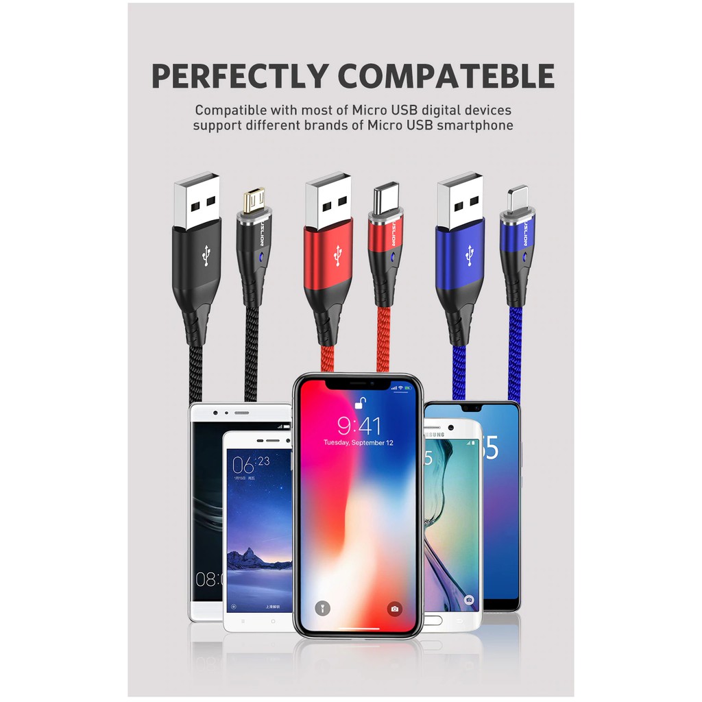 Dây Cáp Sạc Nhanh 3a Cho Xiaomi Samsung Iphone