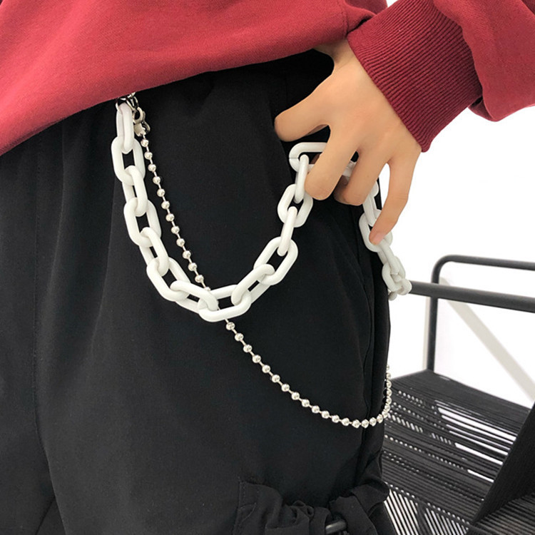 Chuỗi dây đeo thắt lưng bằng nhựa resin thiết kế hai lớp theo phong cách Hàn Quốc cổ điển sành điệu cho nữ