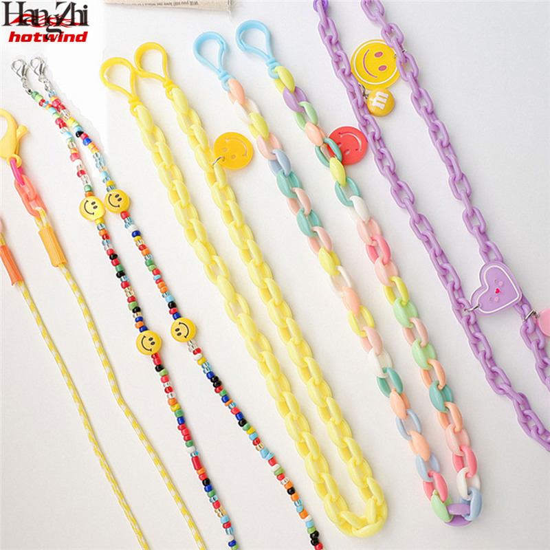 [Hàng mới về] Dây đeo gắn khẩu trang hình mặt cười bằng acrylic tiện dụng