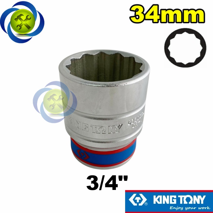 Tuýp 34mm loại 3/4 Kingtony 633034M ngắn 12 cạnh màu trắng