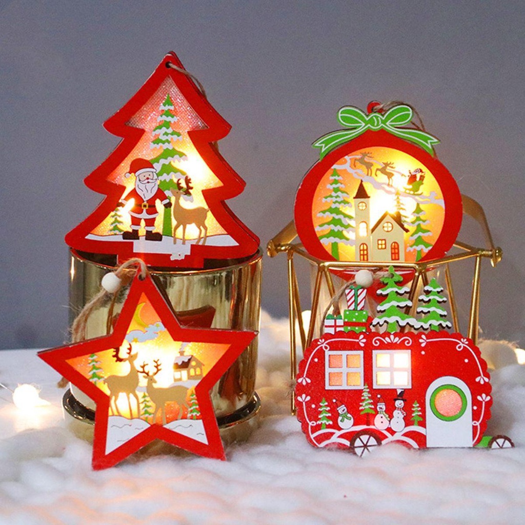 YIYU Đèn LED Dạ Quang Bằng Gỗ Dùng Trang Trí Giáng Sinh