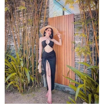 Set bikini 3 chi tiết kèm chân váy đi biển đồ bơi nữ đẹp cao cấp VATIXA BKN-92