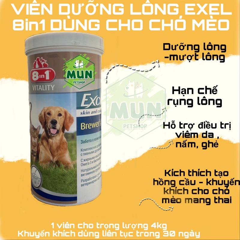 Dưỡng Lông Exel 8in1 cho chó mèo 20 viên ( date 6/2022)