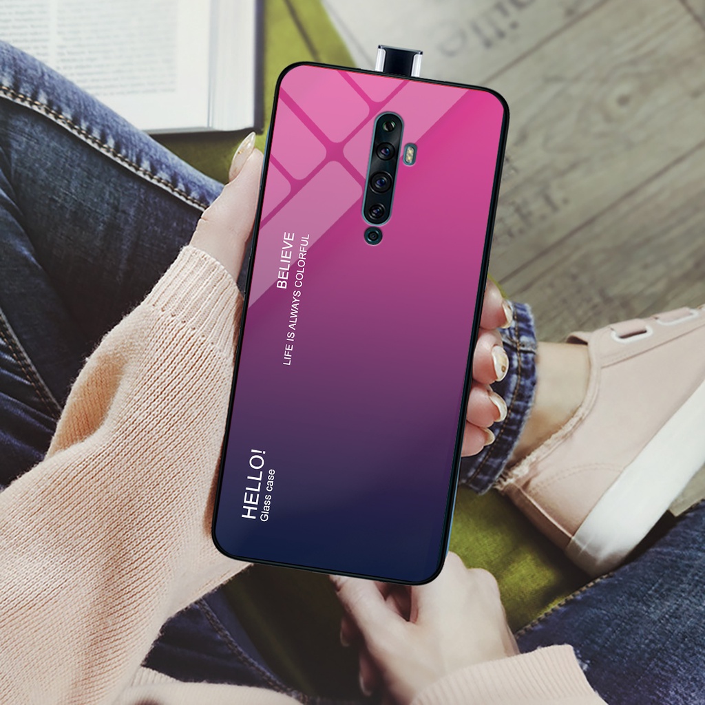 Ốp điện thoại Oppo Reno 2F - Gradient edition, chất liệu kính cường lực