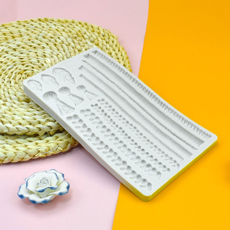 Aoto Khuôn Silicone Làm Kẹo Đường Trang Trí Bánh Hình Dây Gai Dầu Tua Rua DIY