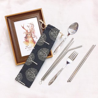 Bộ thìa đũa ống hút set 6