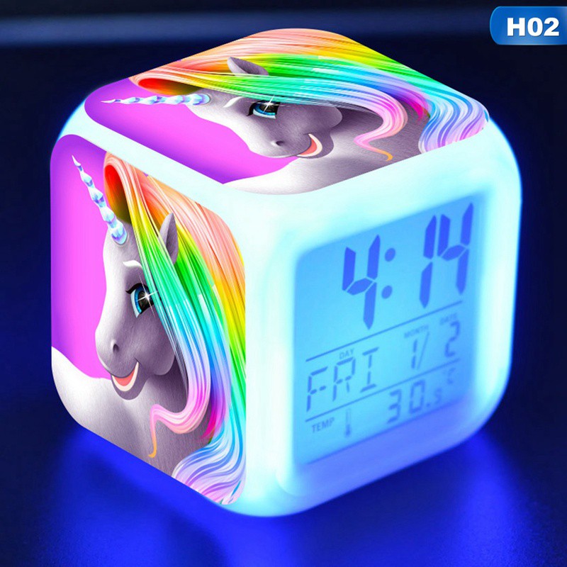 Đồng Hồ Báo Thức Để Bàn Hình Ngựa Một Sừng Dễ Thương Cho Bé