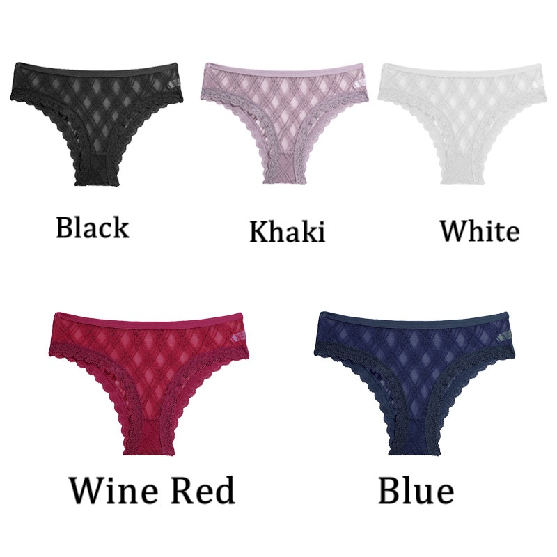 Set 3 quần lót FINETOO phối lưới xuyên thấu size M-2XL thời trang quyến rũ dành cho nữ