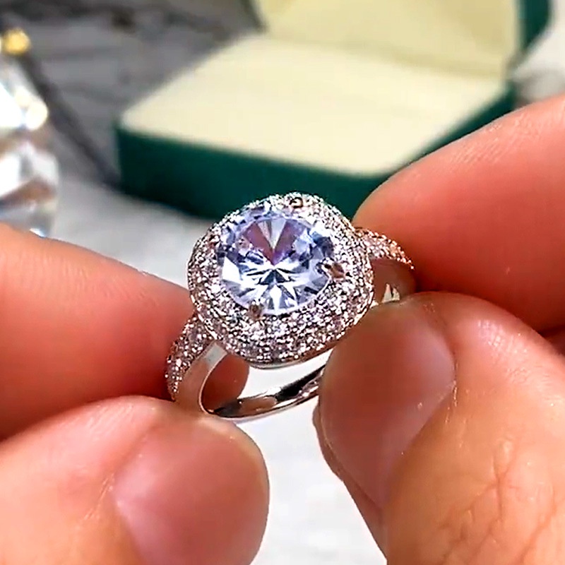 Nhẫn Cưới Hình Vuông Đính Đá Zircon Toàn Diện Dành Cho Bạn Nữ