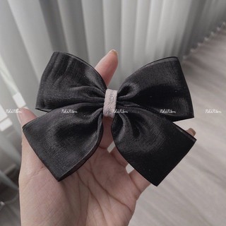 Kẹp tóc nơ lụa phối ruy băng voan