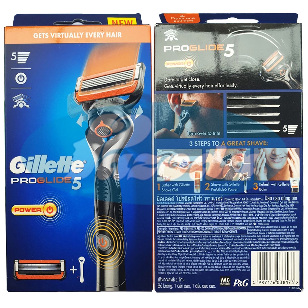 Hộp dao cạo râu 5 lưỡi Gillette Fusion5/ Proglide5/ Proshield5 (mẫu mới 2021)