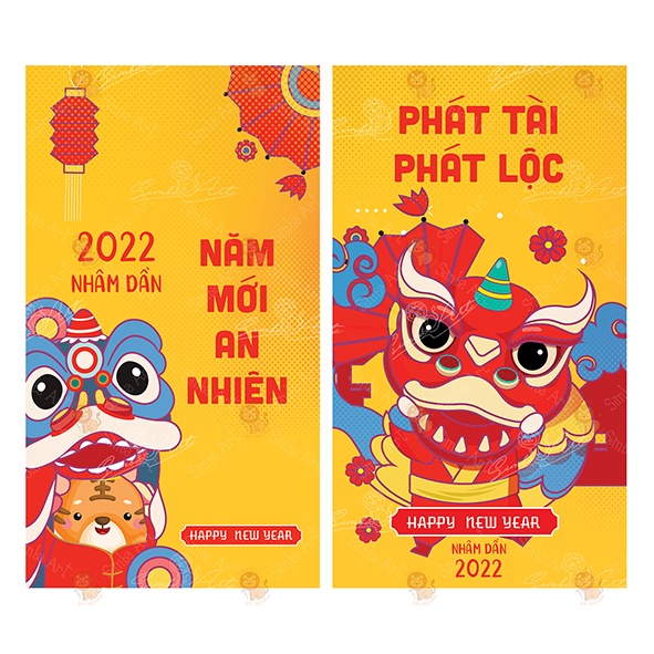 [SANG TRỌNG - ĐỘC - ĐẸP] Combo 9 Tem, Thiệp tết, chúc mừng năm mới 2022 (MUA NHIỀU GIÁ TỐT) IN THEO YÊU CẦU