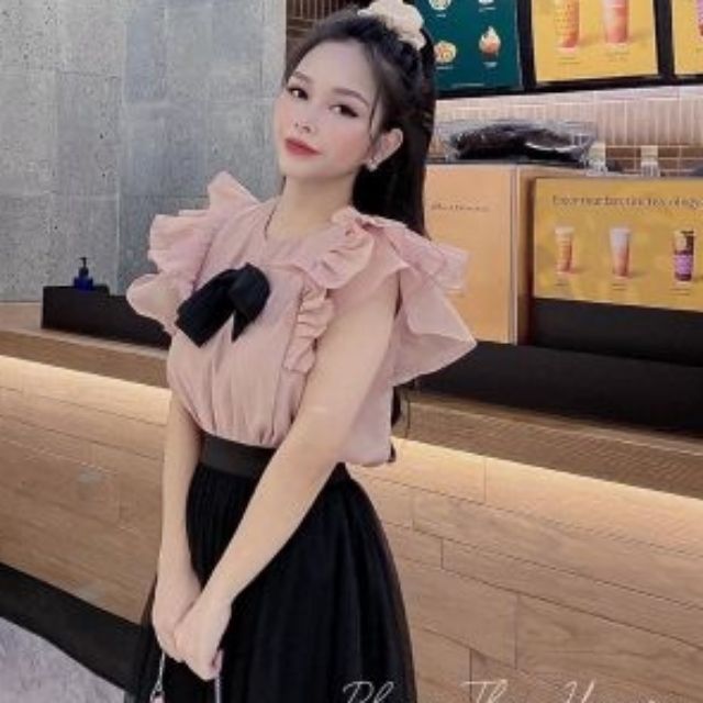Áo đũi tơ lạnh cánh tiên có nơ ngực