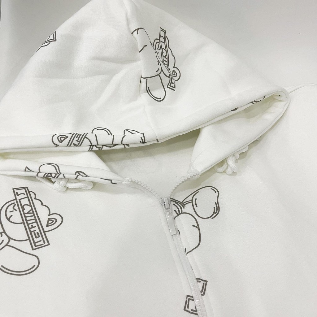 Áo Khoác Nỉ Dây Kéo Form Rộng Gấu Unisex