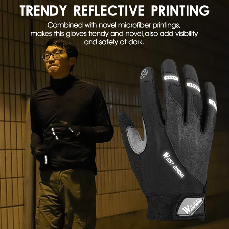 Đôi găng tay WEST BIKING chạy xe đạp thể thao sử dụng được màn hình cảm ứng thoáng khí chống trượt thời trang