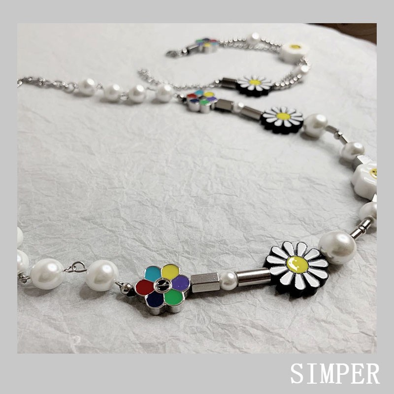 Dây chuyền/Vòng tay mặt hoa cúc và mặt cười làm từ thép titan cao cấp