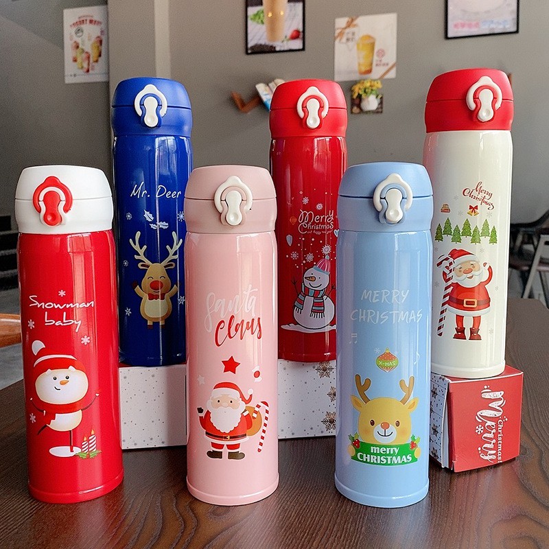 Bình nước giữ nhiệt Noel 500ml quà tặng giáng sinh 2021 cho người thân bạn bè đồng nghiệp